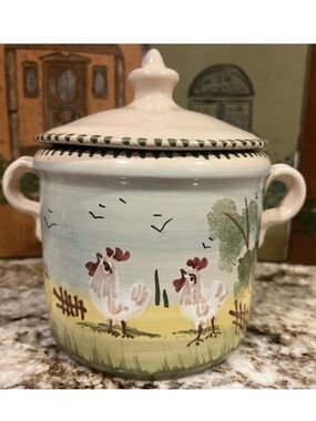 Vintage Nieman Marcus Lamas Pottery Italy Handmade Terracotta Bean Pot - NICE!